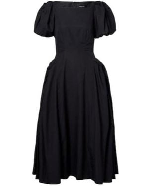 Simone Rocha Puff-Sleeve Cotton Poplin Midi Dress - Black