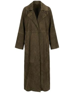 Nour Hammour Althea Belted Suede Coat - Natural