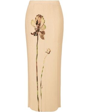 Issey Miyake Floral-Print Skirt - Natural
