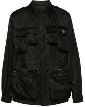 Prada Long-Sleeved Pocket-Detailed Jacket - Black