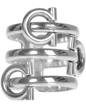 Ferragamo Logo Details Ring - White