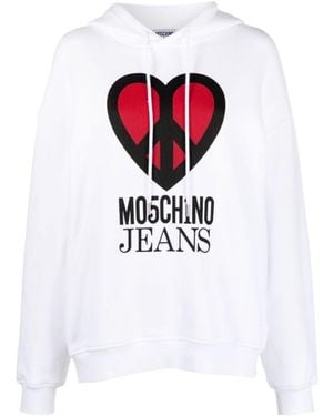Moschino Graphic-Print Jersey Hoodie - White