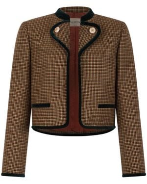 Valentino Houndstooth Crewneck Jacket - Brown