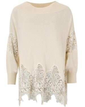 Ermanno Scervino Lace-Panel Sweater - White