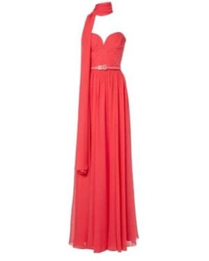 Elie Saab Scarf-Detail Silk Gown - Red