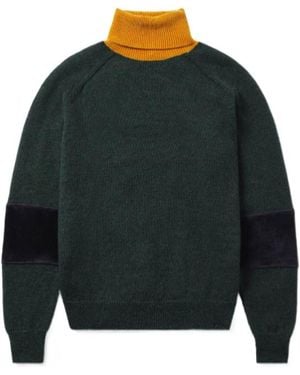 1989 STUDIO Contrast Panel Knitted Jumper - Green