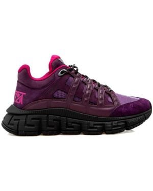 Versace Greca Paneled Slip-On Sneakers - Purple