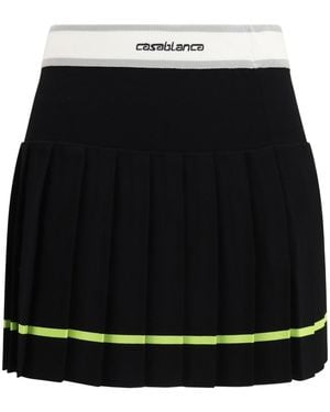 CASABLANCA Logo-Waist Pleated Mini Skirt - Black