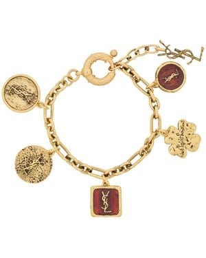 Saint Laurent Cassandre Multi-Charm Bracelet - Metallic