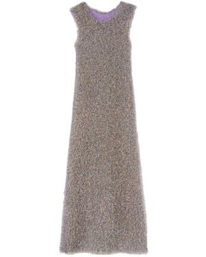 Jil Sander Glitter-Embellished Sleeveless Dress - Grey