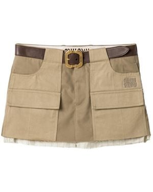 Miu Miu Chino Miniskirt - Natural
