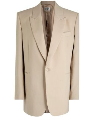 Saint Laurent Wool Blazer Jacket - Natural