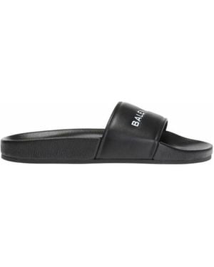 Balenciaga Logo Printed Sandals - Brown