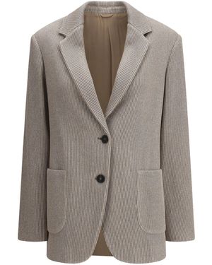 Brunello Cucinelli Single Breasted Long-Sleeved Blazer - Brown