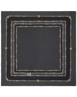 Gucci Printed Gg Silk Jacquard Carr - Black