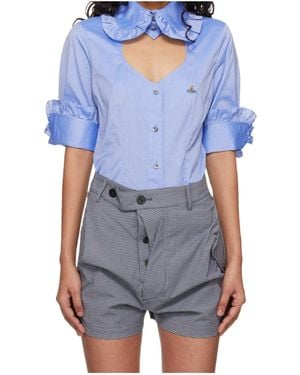 Vivienne Westwood Ruffle Detailed Short-Sleeved Shirt - Blue