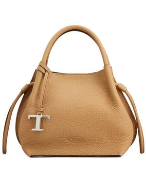 Tod's Logo Plaque Medium Bucket Bag - Natural
