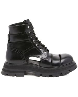 McQueen Lace-Up Ankle Boots - Black