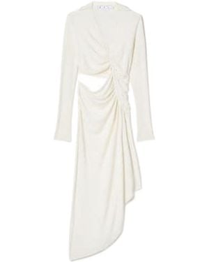 Off-White c/o Virgil Abloh Ruched Long-Sleeved Dress - White
