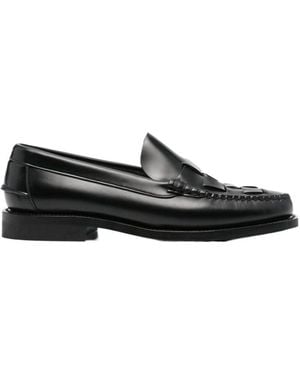 Hereu Round Head Loafer Shoes - Black