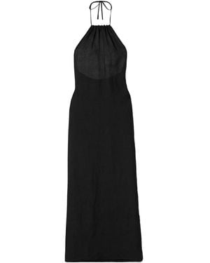 short silver backless dress Live And Love Lace Halter Maxi Dress Black main image 1
