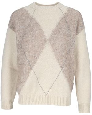 Peserico Argyle Crewneck Sweater - Natural