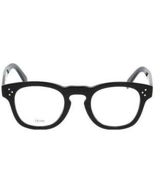 Celine Polished-Effect Round-Frame Glasses - White