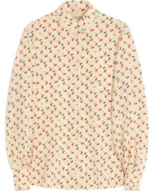 Valentino Cherryfic Printed Long-Sleeved Shirt - Natural