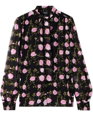 Giambattista Valli Pussy-Bow Floral-Print Silk-Chiffon Blouse - Black
