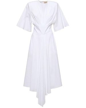 Alexandre Vauthier Short-Sleeved Horn Dress - White