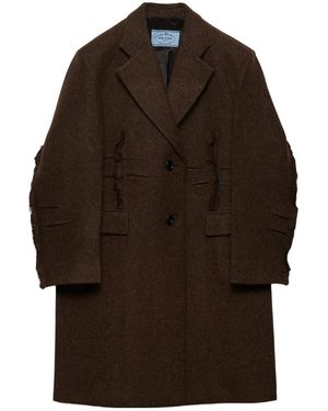 Prada Single-Breasted Shetland Wool Coat - Brown