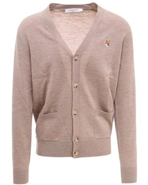 Maison Kitsuné Fox-Patch Wool Cardigan - Pink