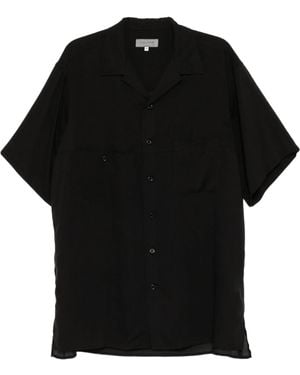 Yohji Yamamoto Cuban-Collar Short-Sleeve Shirt - Black