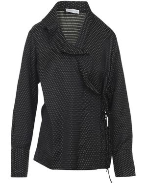 Dries Van Noten Viscose Geometric-Print Ruffled Wrap Blouse - Black