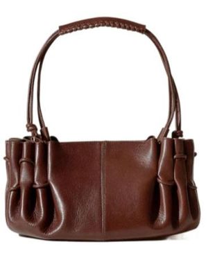 Hereu Pleated Shoulder Bag - Brown