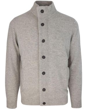 Barbour High-Neck Wool Cardigan - Grey