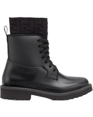 Fendi Rockoko Combat Boots - Black