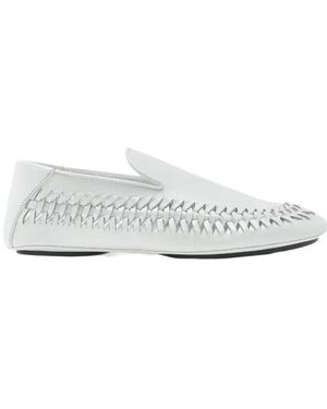 Proenza Schouler Whip Braided Leather Loafers - White