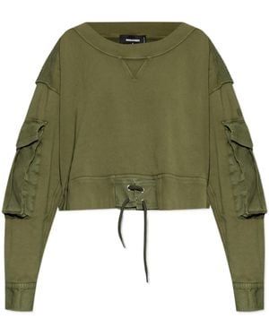 DSquared² Boat Neck Distressed Cargo Sweatshirt - Green