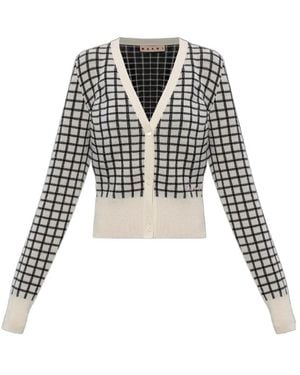 Marni Plaid Pattern Knitted Cardigan - Black