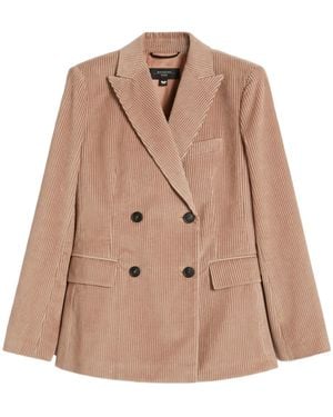 Weekend by Maxmara Double-Breasted Velvet Blazer - Natural