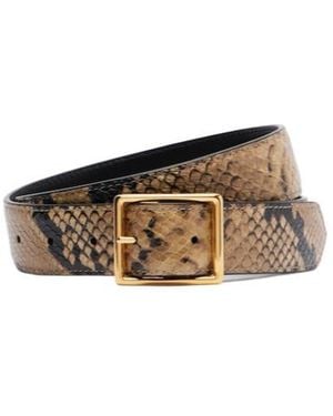 Nili Lotan Gabriele Snake-Print Leather Belt - White