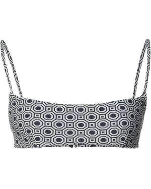 Tory Burch Sleeveless Geometric Print Bikini Top - Grey