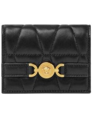 Versace Medusa-Plaque Quilted Wallet - Black