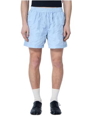 Walter Van Beirendonck Textured Quilted Shorts - Blue