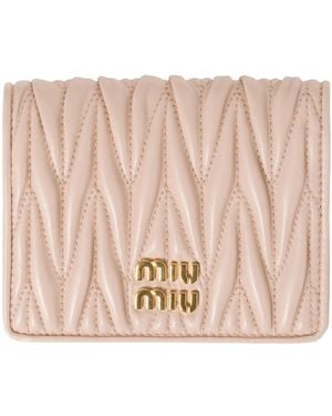 Miu Miu Small Matelassé Nappa Leather Wallet - Pink