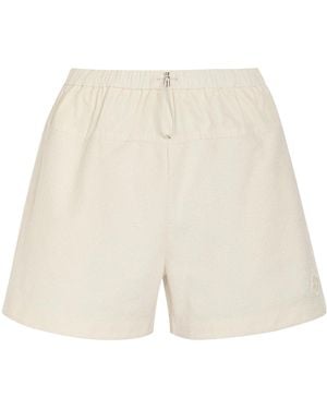 Moncler Cotton Woven Shorts - Natural