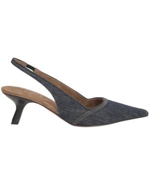 Brunello Cucinelli Denim Spliced Leather Stiletto Heels - Brown
