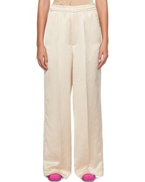 MM6 by Maison Margiela Pleated Straight Casual Trousers - Natural