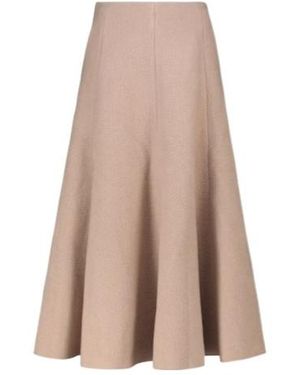 Gabriela Hearst Maureen High-Waisted Pleated Midi Skirt - Natural